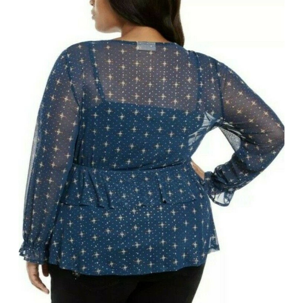 Style & Co 2X Ruffle-Front Mesh Blouse - Picture 2 of 12